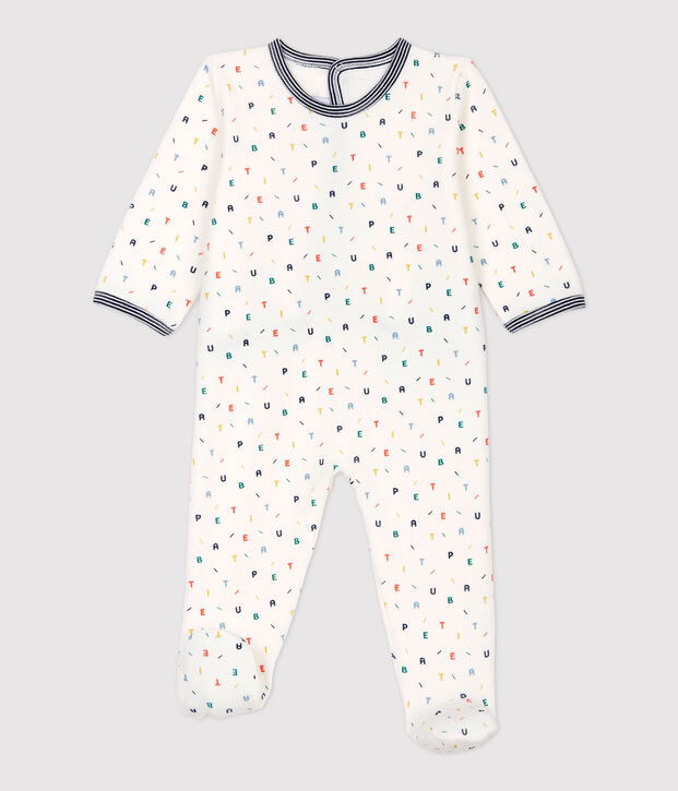 Dors-bien b&eacute;b&eacute; en velours blanc/multicouleur